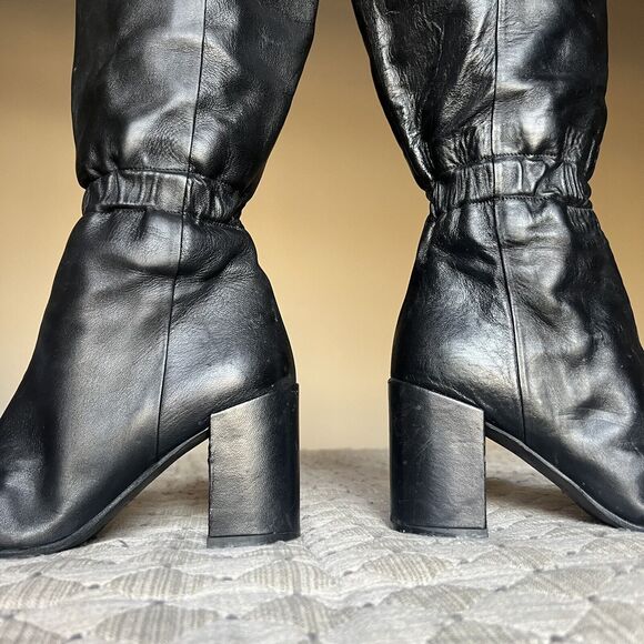 Zadig & Voltaire Paris Glimmer Black Leather Tall Heeled Boots Women 5.5 EU 36 - Picture 4 of 16
